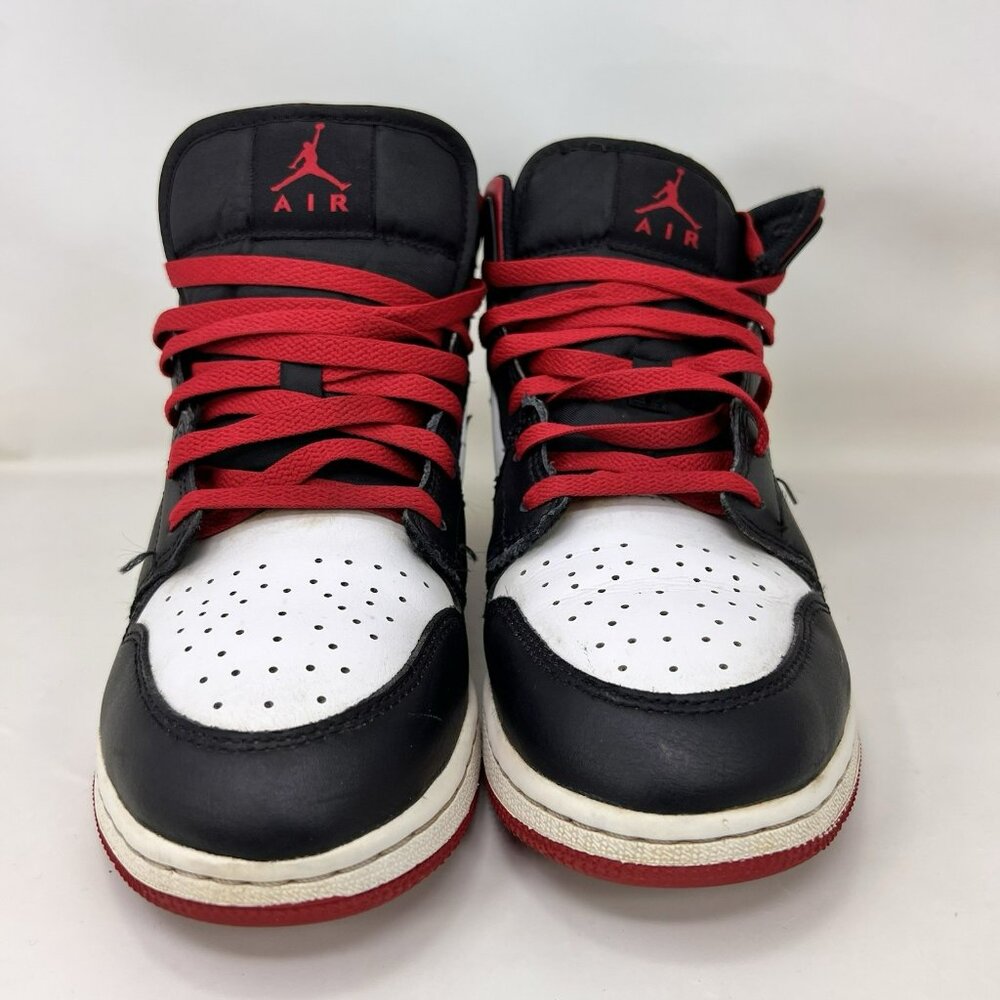 Nike Air Jordan 1 Mid White Red Black Shoe Size 7Y / Women’s Size 8.5 - Picture 3 of 9